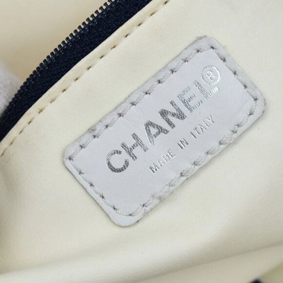 CHANEL Logo By Sea Shoulder Tote Bag Canvas Leather White Blue Italy 85KB313 - Picture 16 of 16